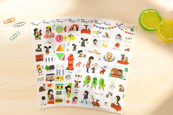 

6pcs Cute girl and dog PVC Sticker for DIY Scrapbooking Diary Phone Sticker Products Design Paster kids gift Kawaii Stationary