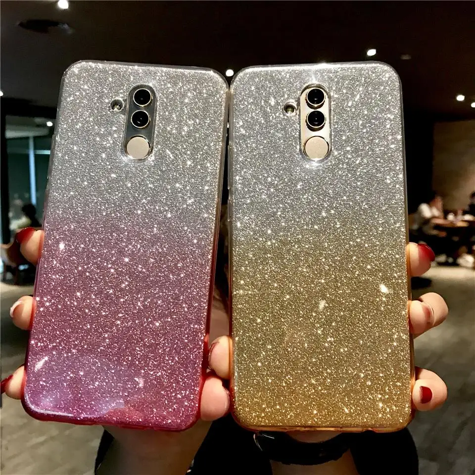 

Glitter Gradient Texture TPU Case For Huawei Mate 20 Lite Cover Bling P30 Pro P20 P10 Nova 4 3 Case Honor 10 9 8 8X 7X 6X 6A 7A
