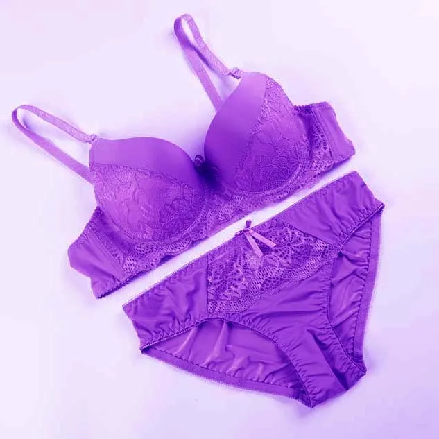 Модный сексуальный очаровательный кружевной бюстгальтер, набор женских бюстгальтеров, комфортное нижнее белье, женские бюстгальтеры и комплекты со стрингами - Цвет: Purple