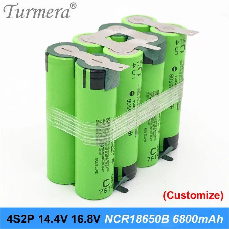 4S2P battery 18650 pack ncr18650b 3400ma 14.4v 16.8v welding solder battery for screwdriver tools battery customized battery 08