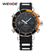 WEIDE Hot Sale Sport Chronograph Stopwatch Back Light Repeater Auto Date Alarm Analog Quartz Digital Silicone Strap Wristwatch weide stainless steel band luxury watch men sport back light analog digital quartz double movement auto date alarm stopwatch