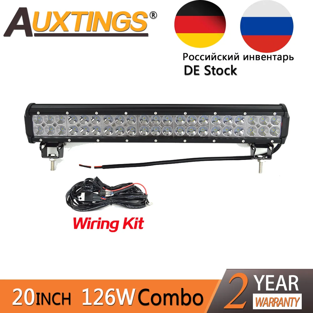 

Auxtings LED 20''inch 126w Dual Rows Waterproof Combo Beam Straight Car LED Light Bar Offroad 4x4 Worklight DE RU Stock Free tax