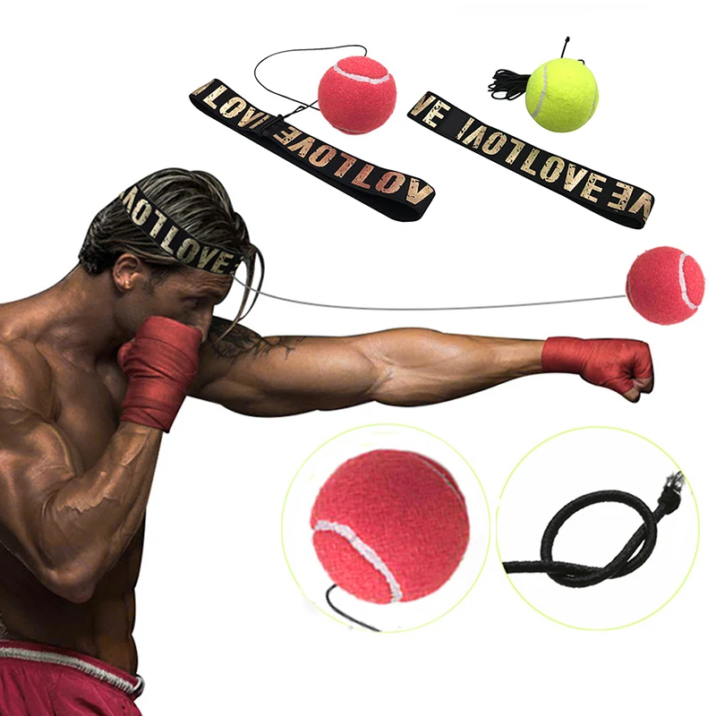 Новый бой Boxeo мяч боксерское оборудование с повязкой на голову для рефлекс Скорость Обучение Боксерский удар Муай Тай упражнения желтый/красный - изображение