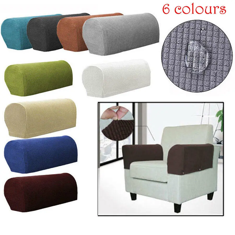 

Brand New Style 1 Pair Removable Arm Stretch- Sofa Couch Chair Protector Armchair Covers Armrest Sofa Cover Solid Couch Cover