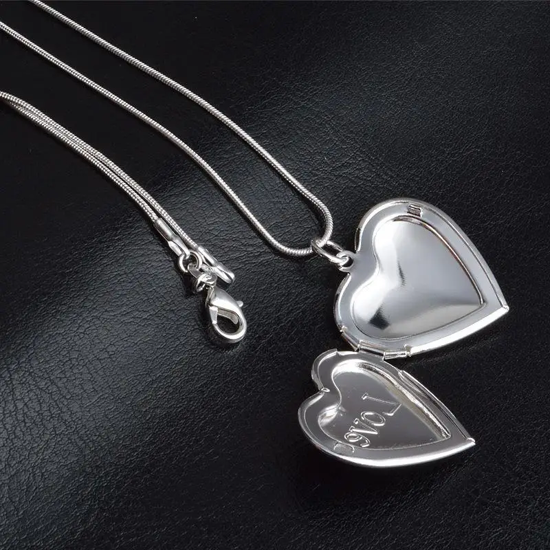 Сердце фото коробка кулон ожерелье для женщин ожерелье s& Подвески 925 пробы серебряные ювелирные изделия талисманы Ювелирные изделия Чокер Colar M623 - Окраска металла: pendant 45cm chain
