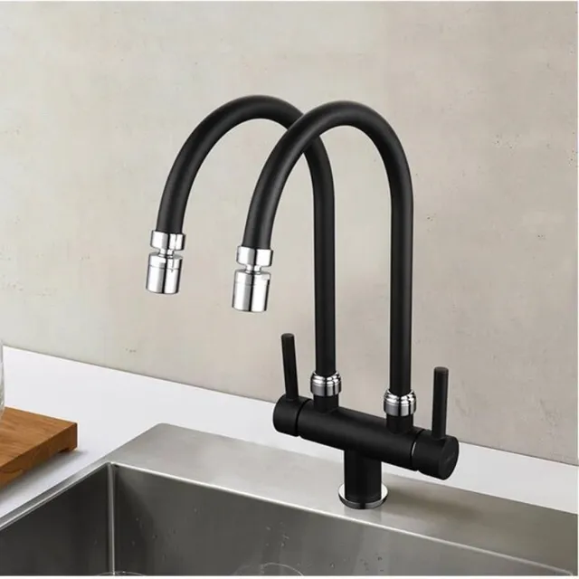 Best Offers Kitchen Faucet Chrome Sink Faucet Brass Swivel White and Chrome Dual Handle Kitchen Faucet double Use Kitchen Sink Faucet