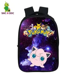14,5 дюймов школьные ранцы для мальчиков и девочек рюкзаки Пикачу Jigglypuff ноутбук рюкзак подростковый рюкзак Pokemon мультфильм походный рюкзак