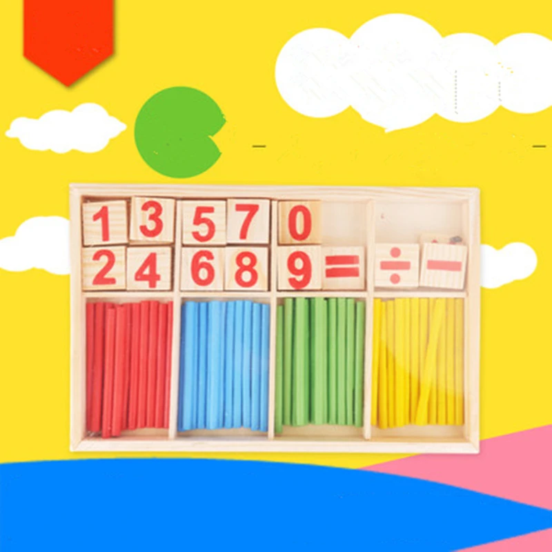 Montessori Wooden Number Math Game Sticks Educational Toy Puzzle Teaching Aids Set Materials joh