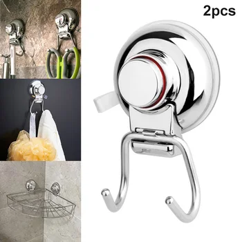 

New Hot 2 Pcs Bathroom Towel Hooks Suction Cup Removable Stainless Steel Wall Hooks Hanger for Towel Robe SMD66
