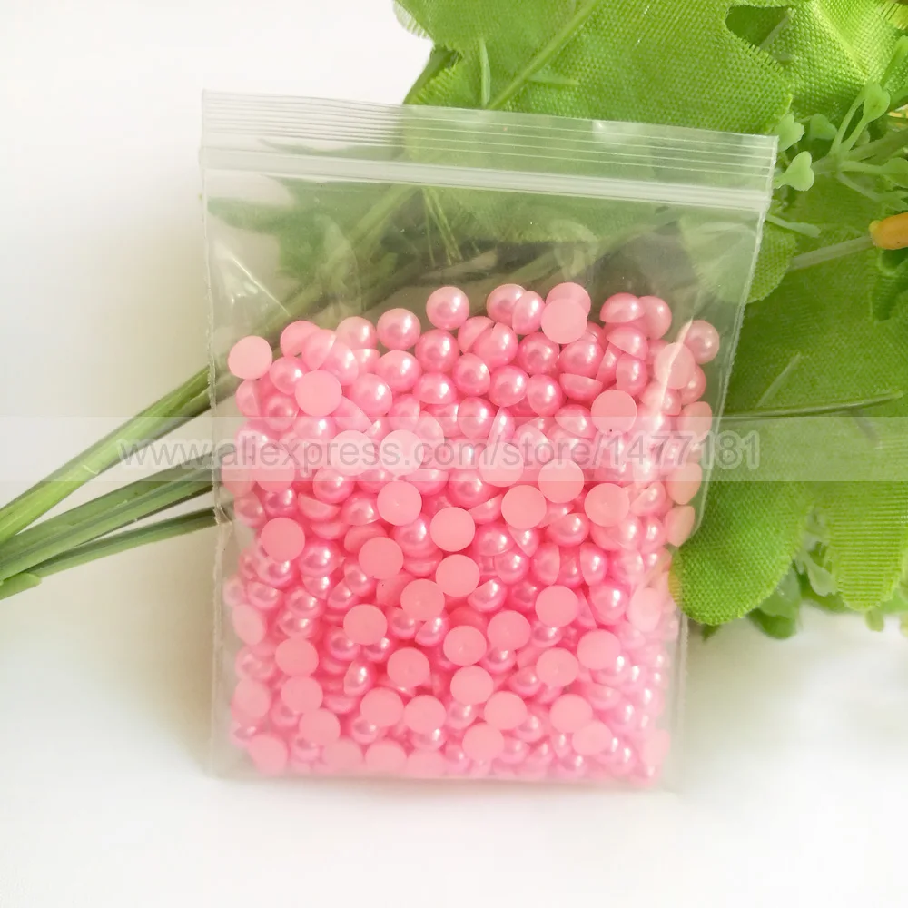 5mm Half Round Pearls Z6 Hot Pink-2