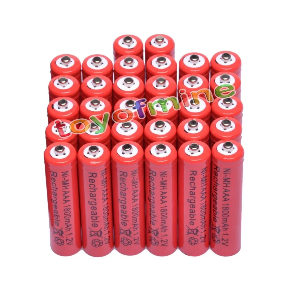 

4/8/16/24/32/48pcs AAA 1800mAh 3A 1.2 V Ni-MH Red Rechargeable Battery Cell for MP3 RC Toys