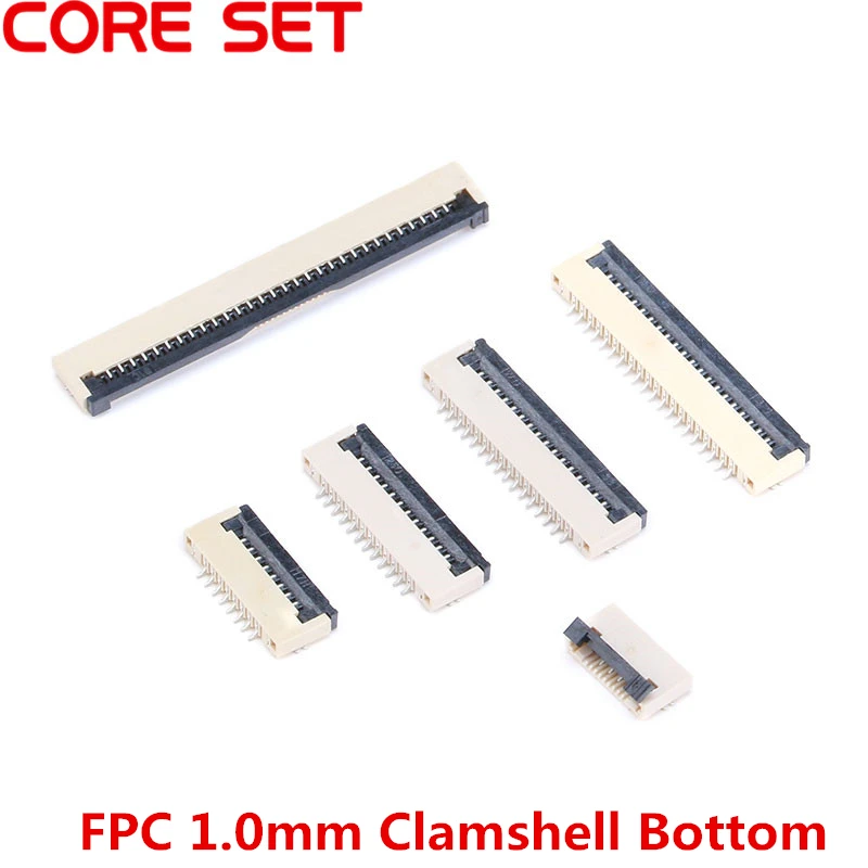 10pcs 1mm Pitch fpc connector Under Clamshell Socket FPC FFC Flat Cable Connector 4P 5P 6P 8P 10P 12P 14P 16P 20P 22P 24P 30P 34