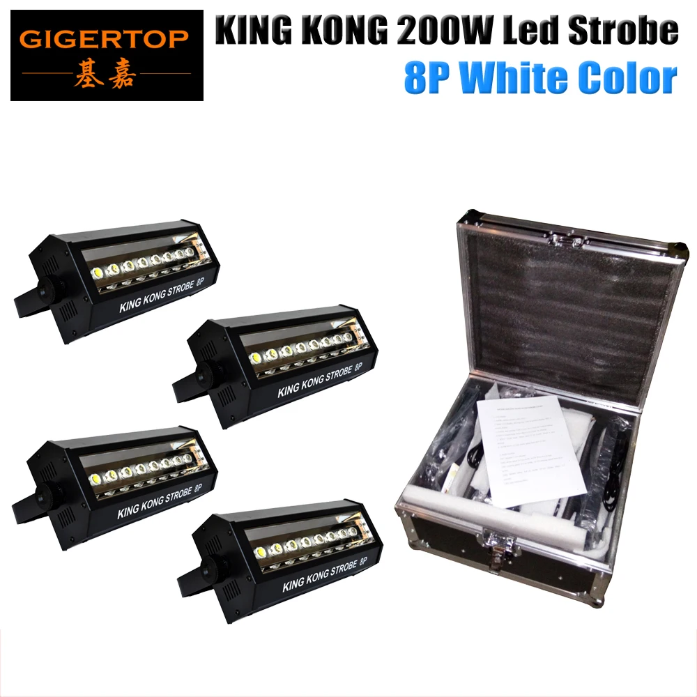 Freeshipping Flight Case 4in1 Packing 200W Led Strobe Light DMX 5 Channels 8 20W High Brightness