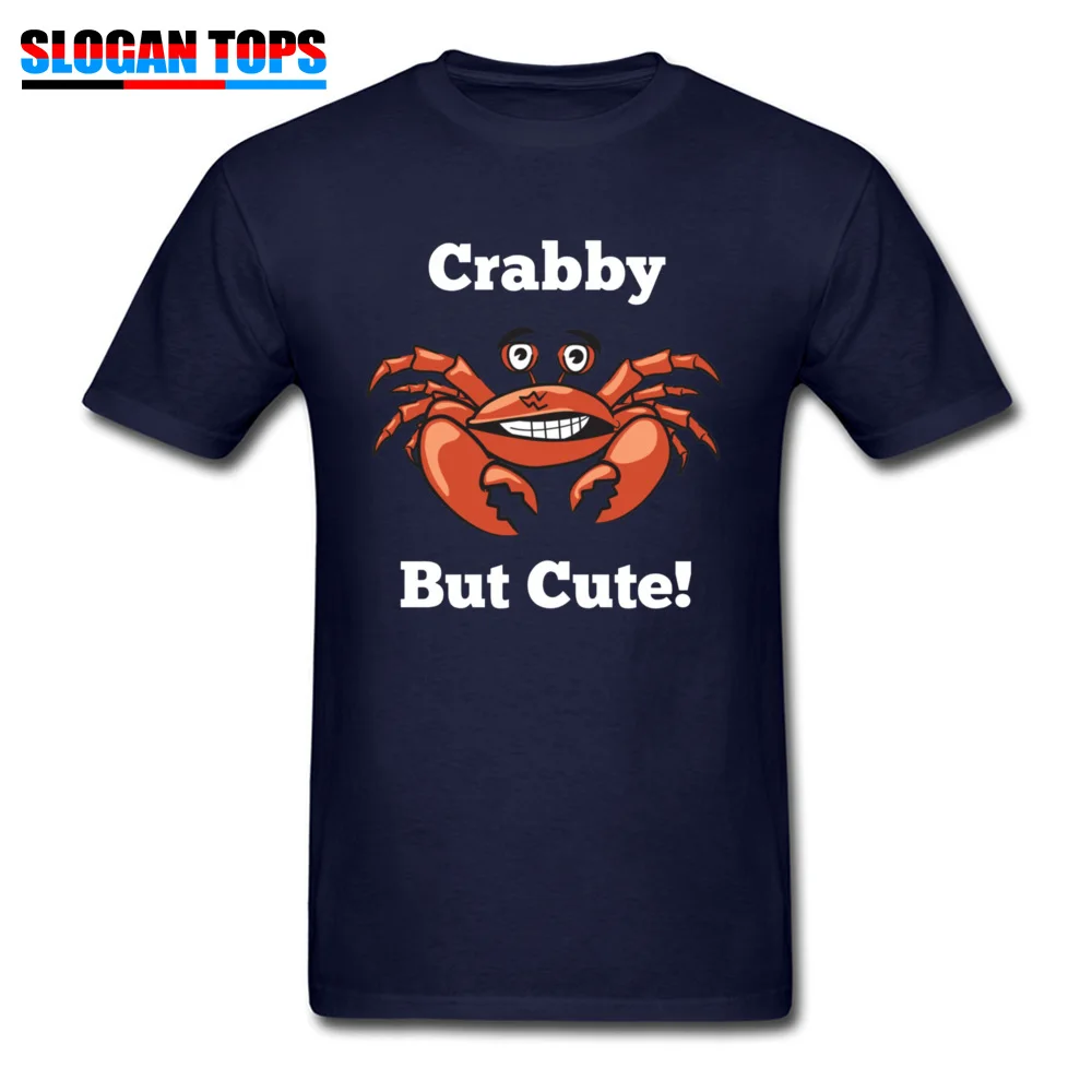 Europe Personalized Mens T Shirts Fashionable Summer Short Sleeve Crewneck 100% Cotton Tops Shirt Casual Tops Shirt Crabby But Cute in White 24752 navy