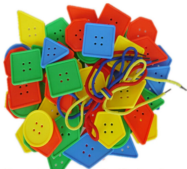 

Classic baby educational & learning threading button line toy for learn math geometrical shapes