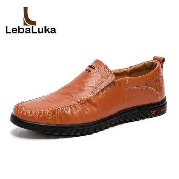 

Tuyoki Simple Men Casual Leather Shoes Round Toe Handmade Flats Shoes Fashion Lazy Loafers Shoes Male Footwear Size 38-46
