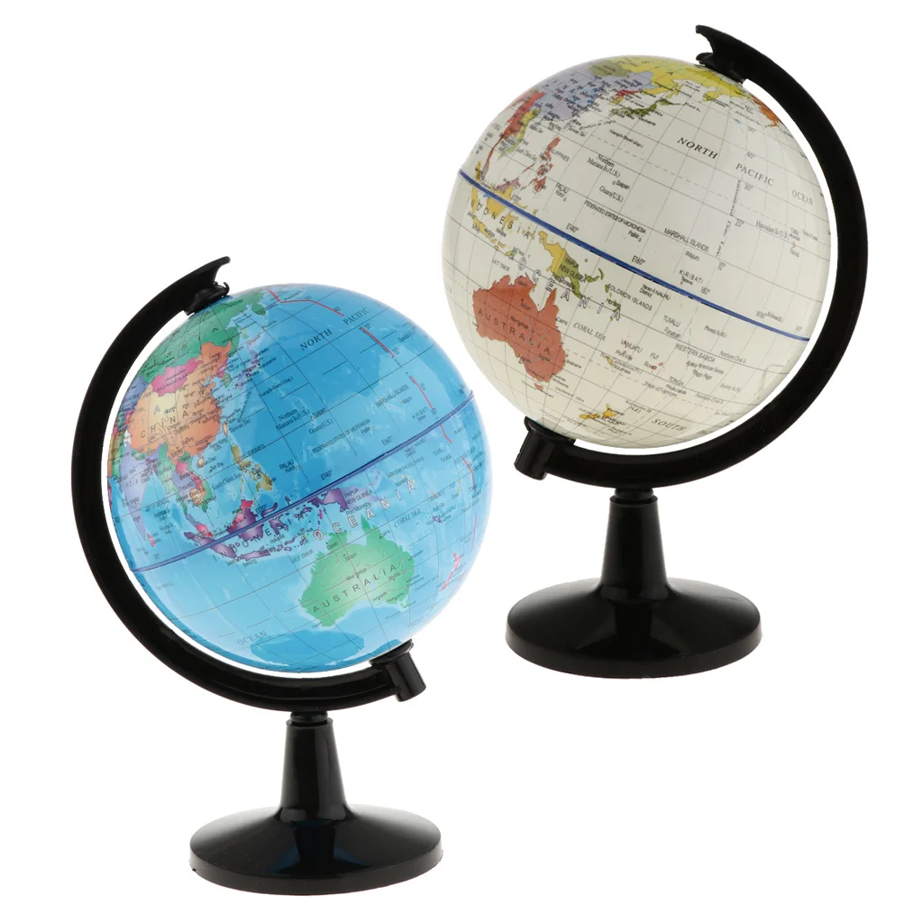 2Pcs WORLD GLOBE Rotating Swivel Map Regional Earth Atlas Geography diameter Educational Gift 10.6cm