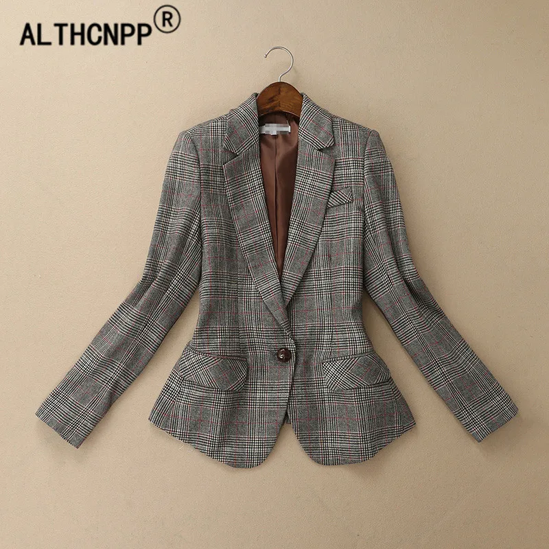 Women Blazers and Jackets Fashion Europe Plaid Blazer Casual Ladies Blazer Feminino Long Sleeve Women Suit Jacket Chaqueta Mujer