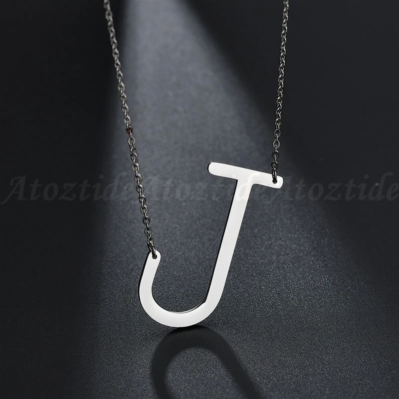 Atoztide Personalize Name Women English Letter J Alphabet Initial Necklace Pendant Stainless Steel Gold Chain Capital Necklace Aliexpress Jewelry Accessories