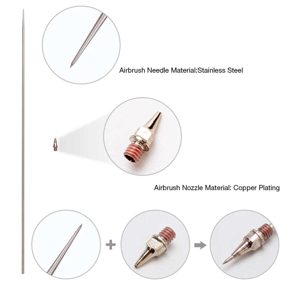 0,2/0,3/0,5 мм пистолет-распылитель 3 насадки Запасные иглы Запчасти для Аэрограф пистолет распыления Краски опрыскиватель инструмент Аксессуары