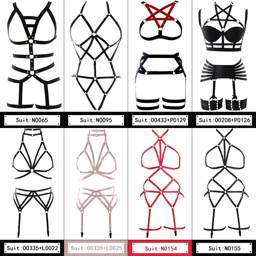 

Women Strappy Harness Bra Sexy Body Bondage Belt Set Pentagram Punk Goth Top Cage Lingerie Garter Plus Size Festival Gift