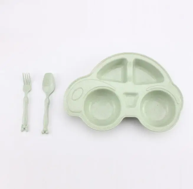 3 шт. форма автомобиля для кормления ребенка тарелки набор посуды для детей Пшеница соломинка материал чаша набор посуды фрукты тарелки для закуски