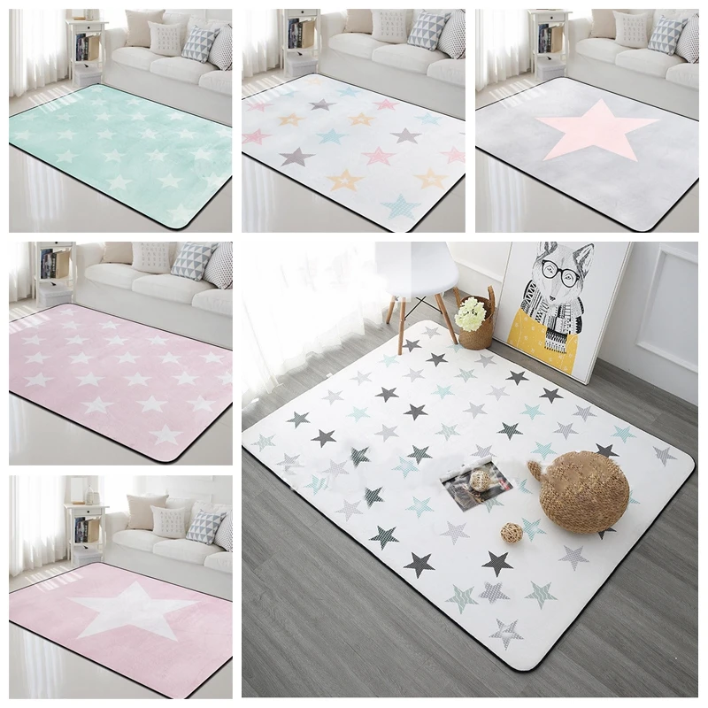 

Noric Design Star Printed Carpet Anti-Slip Floor Rug Bath Mat Soft Baby Playing Carpets for Living Room Indoor Bedroom 100*150cm