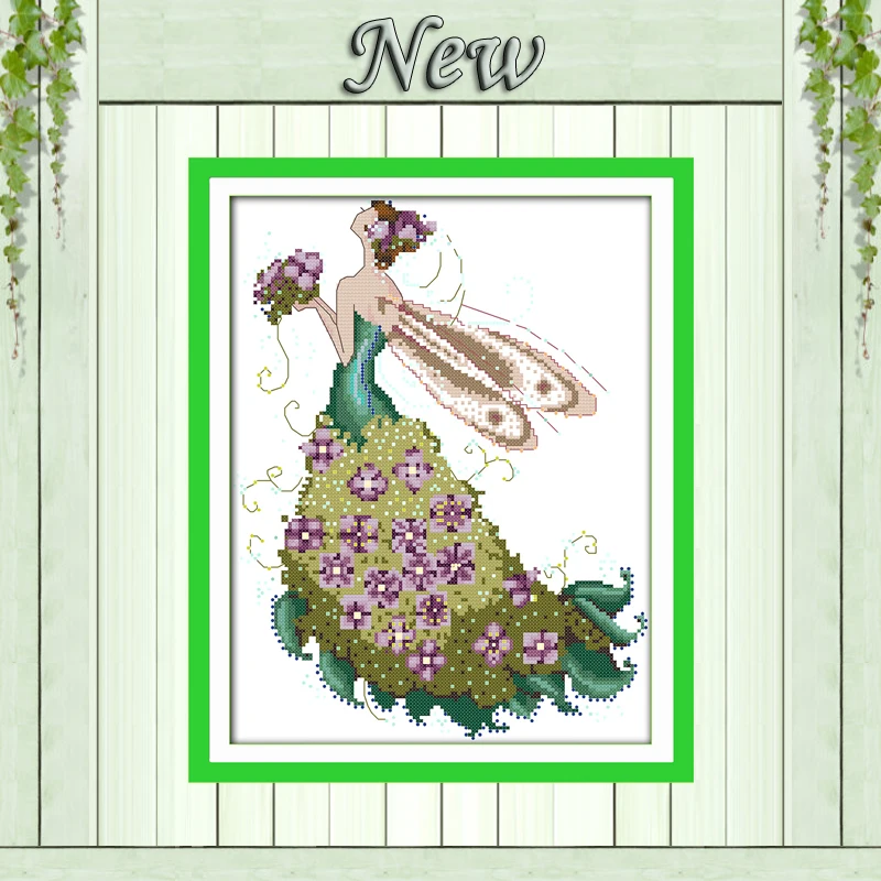 Flower Fairy Beauty Girl Decor Painting Counted Print On Canvas Dmc