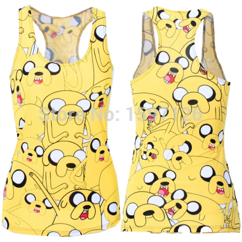 

X-295 adventure time yellow camis 3d digital print tank top sleeveless tee punk top cropped Fashion Camis