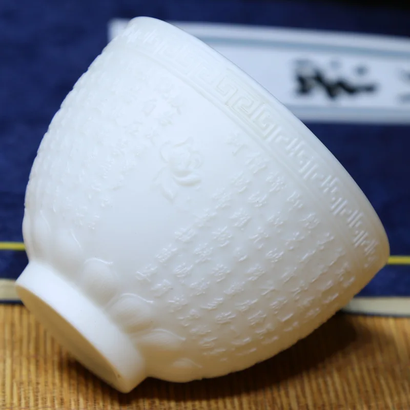 Высокое качество suet jade master cup белый фарфор Dehua керамическое сердце sutra Baifu чайный набор для дома - Цвет: Лиловый