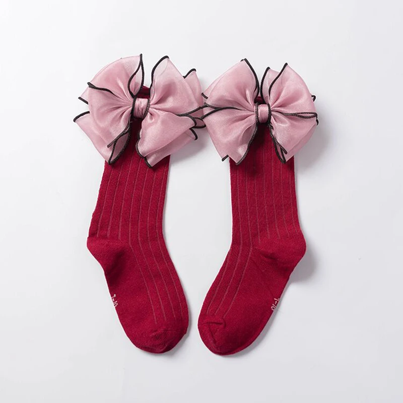 Милые носки для маленьких девочек Мягкие хлопковые носки-пачка носков с бантом и лентой для девочек, детские гольфы принцессы для детей 4-6 лет