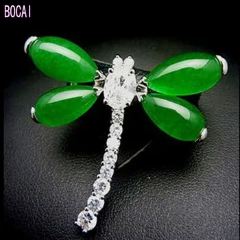 

BOCAIBOCAINatural green stone brooch enamel zircon brooch women's fashion jewelry brooch