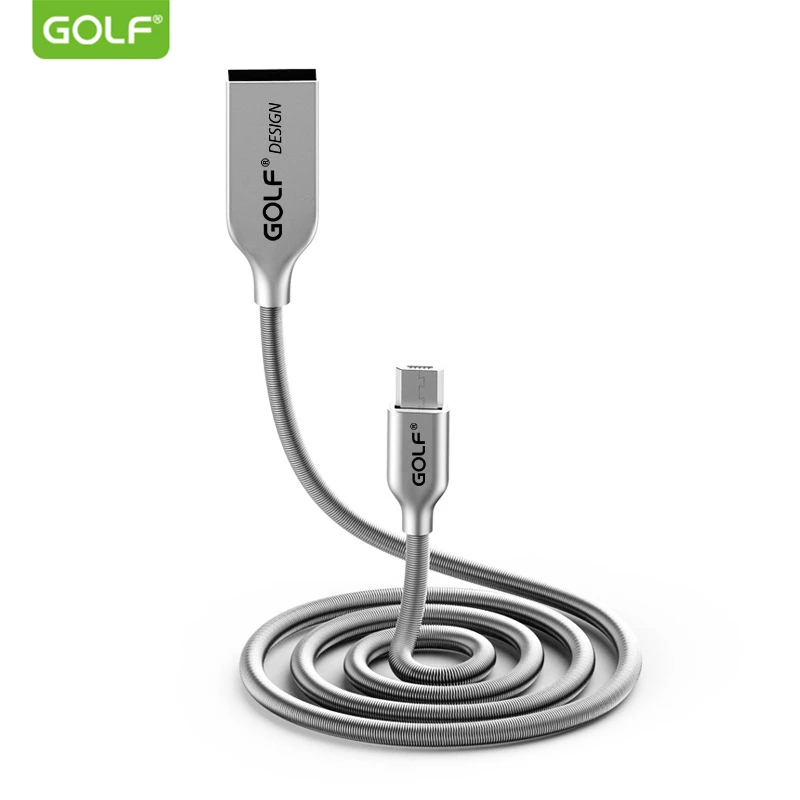 Пружинный зарядный кабель GOLF 1 м из цинкового сплава Micro USB для синхронизации