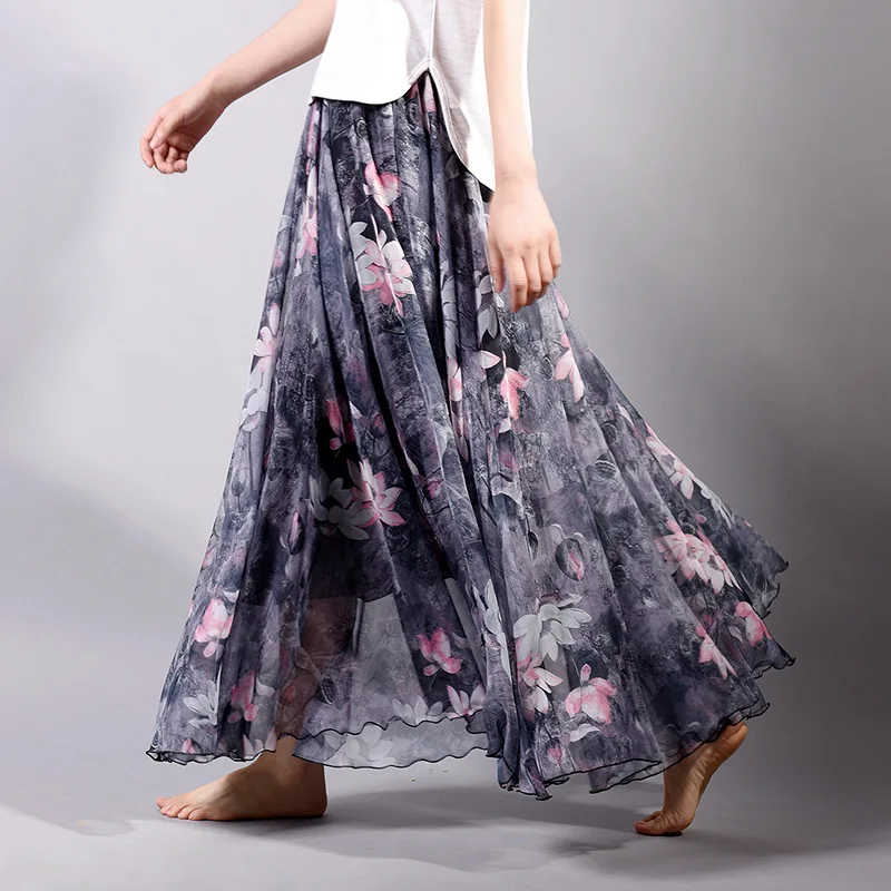 Buy Elegant Fancy Flower Print Long Skirt Women