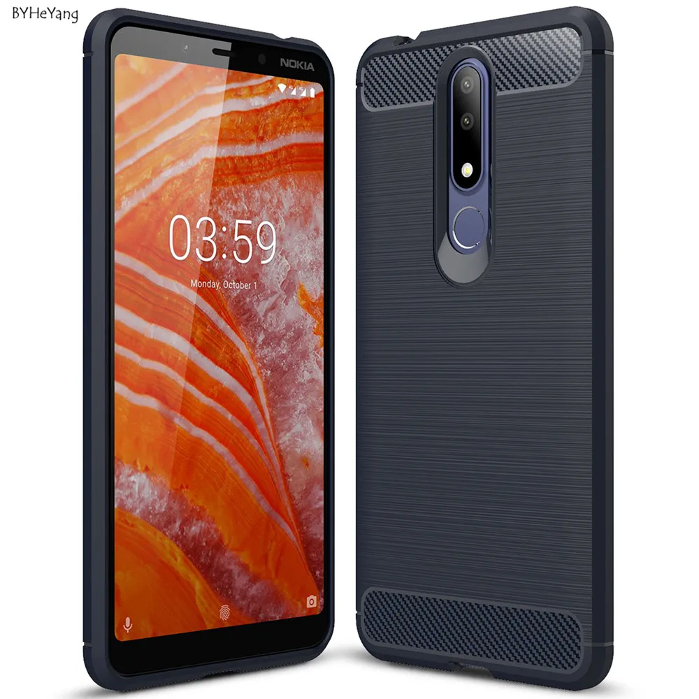 Для Coque Nokia X3 чехол для 3 1 Plus из углеродного волокна Мягкая силиконовая задняя
