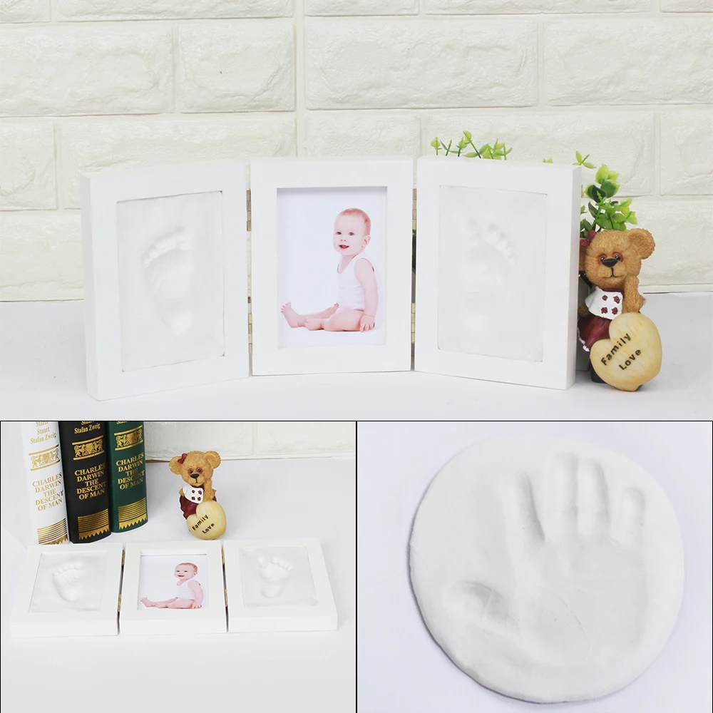 Мамам и детям Детские сувениры ручной работы и след производители мягкая глина для новорожденных Inkless Handprint след для От 0 до 6 лет дети