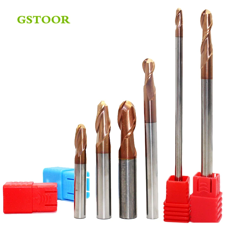 

1pc Ball Nose End Mill 2 flutes R5 CNC End Milling Cutter for metal face and slot machining HRC55 coated end mills