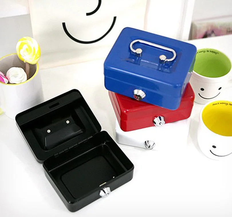 Mini Portable Security Safe Box Money Jewelry Storage Collection Box For Home School Office With Compartment Tray LockableXS
