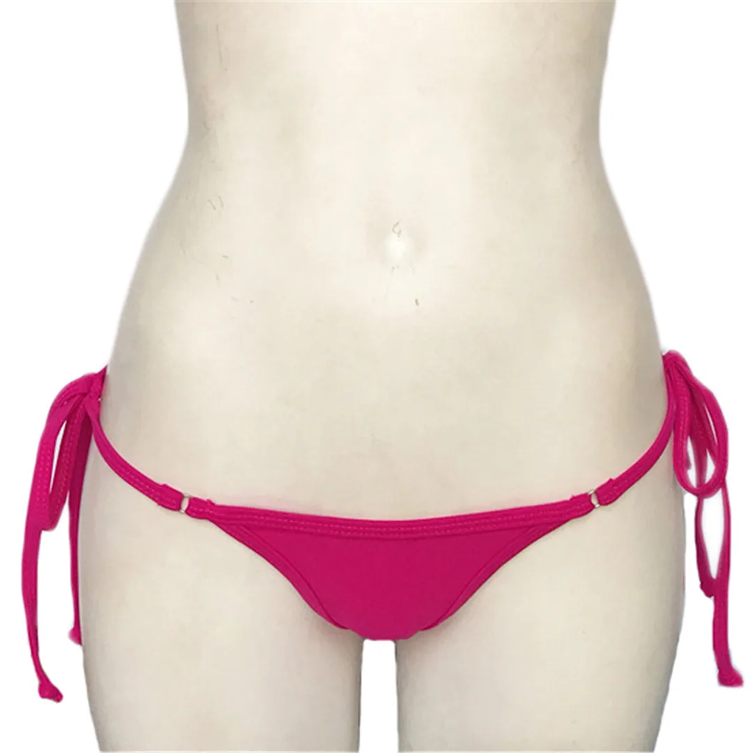 Сексуальное микро мини-бикини с завязками, раздельное бикини, топ, низ, плавки, женская одежда для плавания, женские бразильские танга, трусики V02 - Цвет: V08 Hot Pink