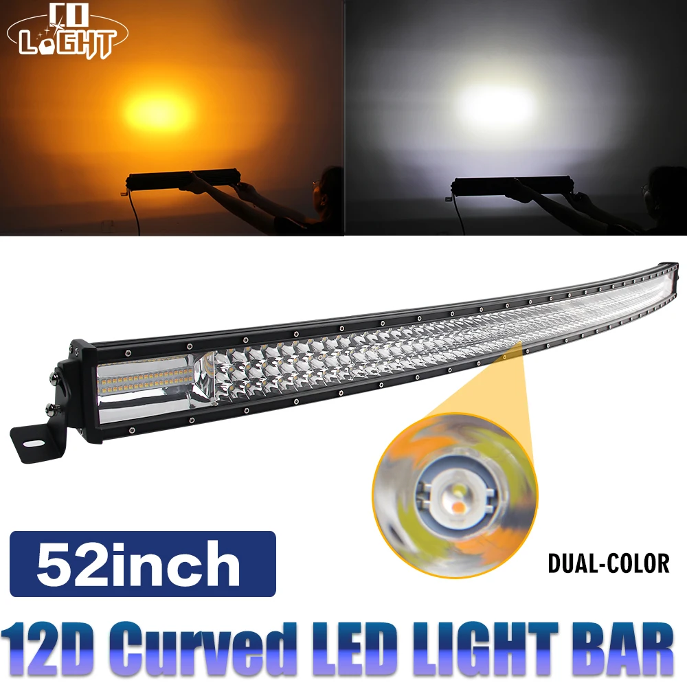 

CO LIGHT 12D 52inch Triple Rows Combo Beam Led Bar 12V 24V for Auto Truck Offroad 4x4 Boat Car Led Light Bar Amber/Yellow White