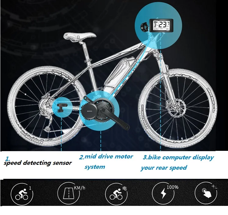 Flash Deal Bafang BBS01 BBS02 36V 48V 350W Mid Drive Motor 8fun Bicycle Electric Bike Conversion Kits 850C eBike Display 5