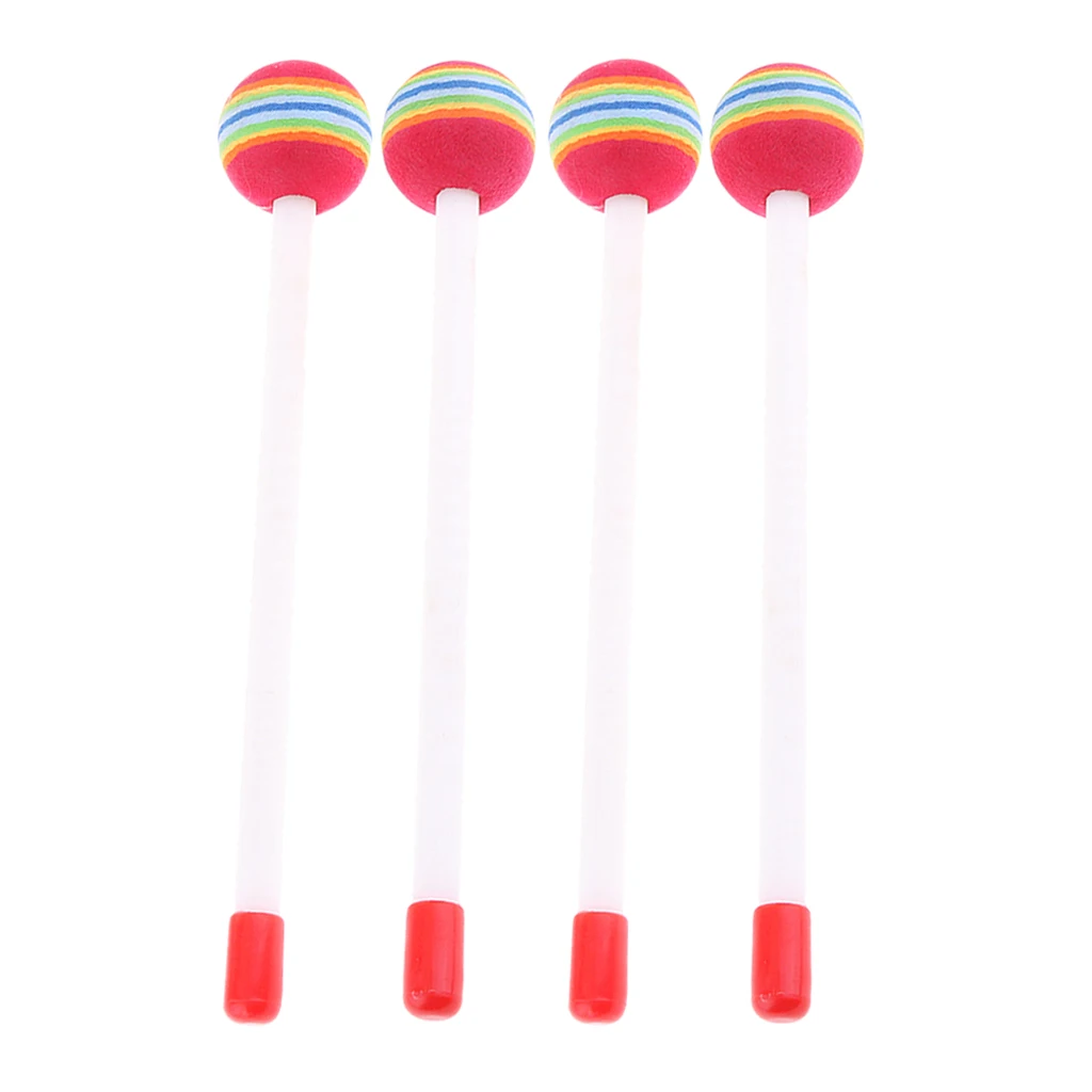4Pcs Round Felt Drum Stick Mallets Hammer for Kids Baby Early Learning Toys 