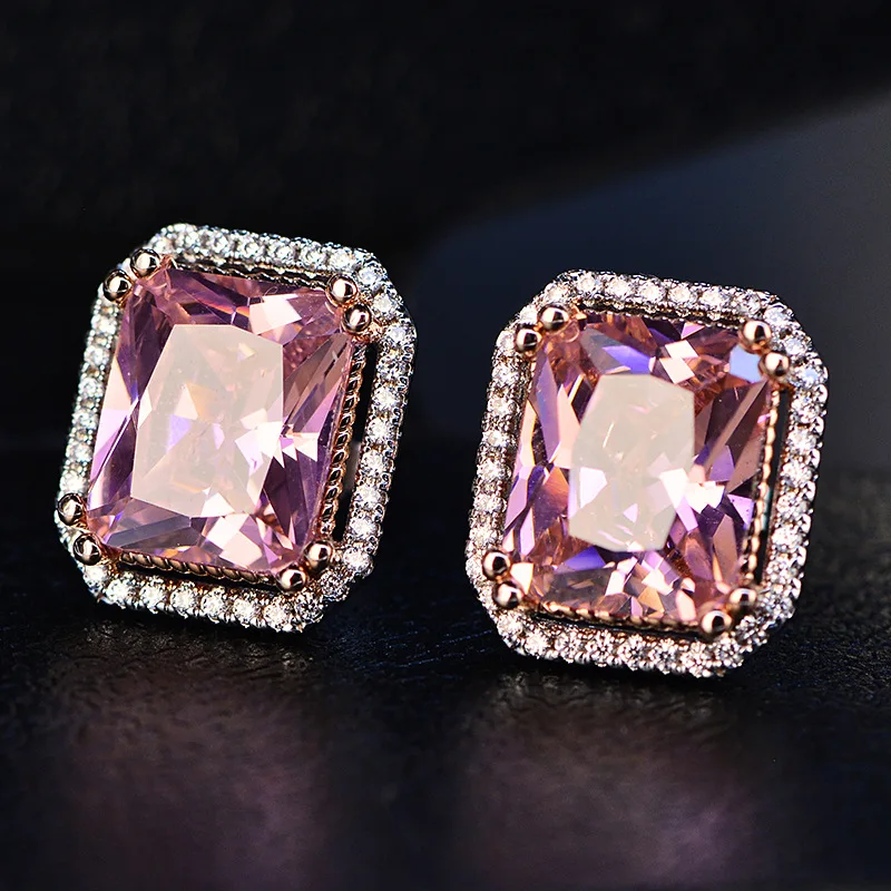 PANSYSEN 925 пробы Серебряный свадебный набор украшений для женщин натуральный розовый кварц обручальное кольцо серьги кулон ожерелье наборы