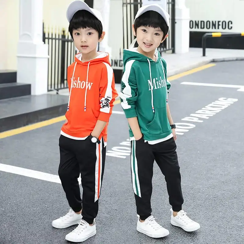 

2019 fashion Children Suits Korean Edition Long Sleeve Pullovers Hoodies Kids Sets Autumn Sanitary Clothes 5-11Y