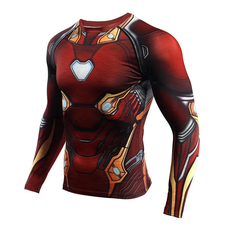 Cena Raglanowy rękaw Avengers 3 Iron Man 3D drukowane koszulki z krótkim rękawem męska koszulka kompresyjna siłownia T Cosplay topy dla mężczyzn kulturystyka odzież