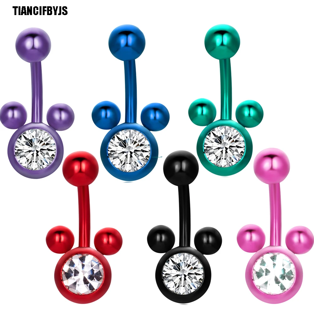 TIANCIFBYJS 316L Stainless Steel Body Jewelry 14g Belly Button Rings Navel Piercing Earring Ear