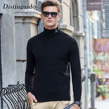 Spring Winter Turn-Down Collar Long Sleeves Solid Color Man Sweater Pullovers 100% Wool Knitting Smart Casual MSW053