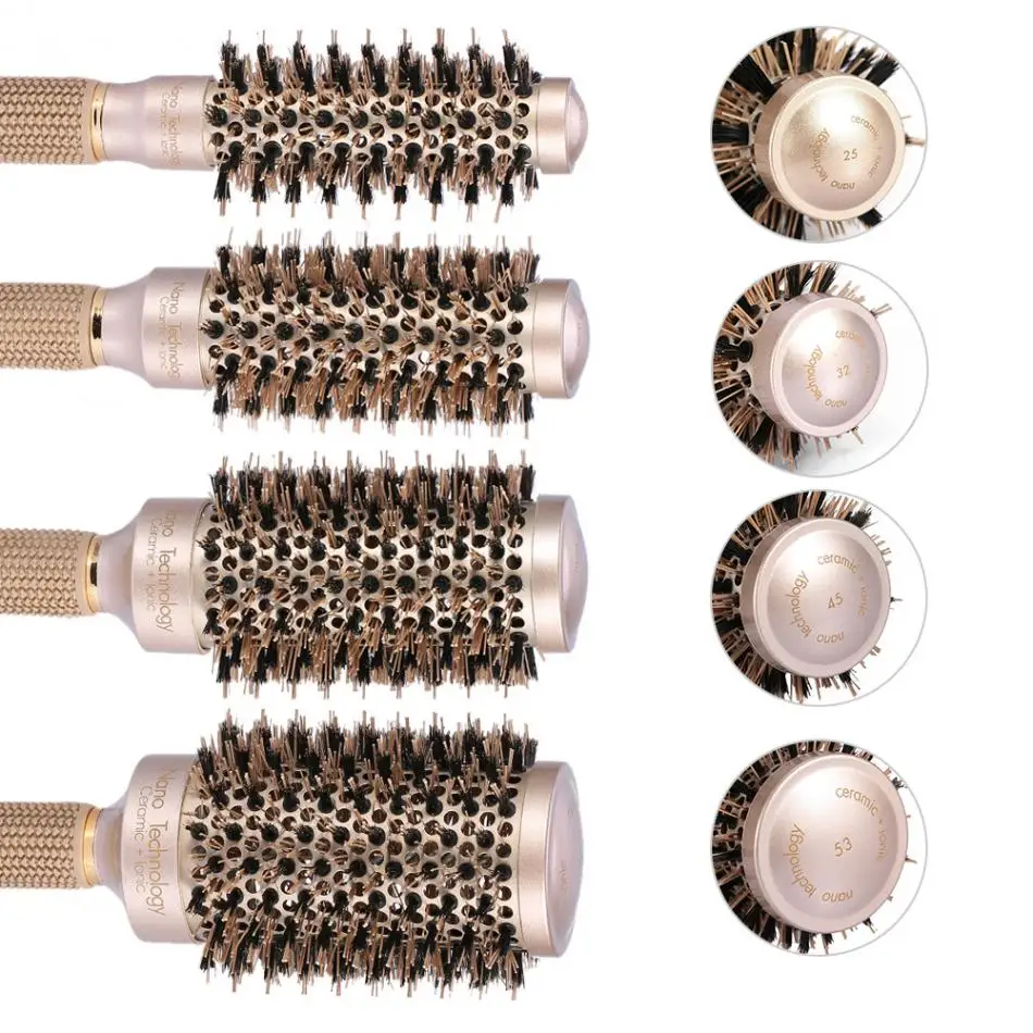 Круглая расческа для волос щетки завивки 4 размера керамический утюжок плойка