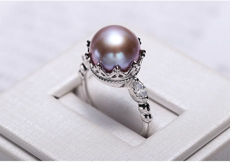 DAIMI 925 пробы Серебряное кольцо 10-10,5 мм с высоким блеском фиолетовое жемчужное кольцо серебряное кольцо с короной