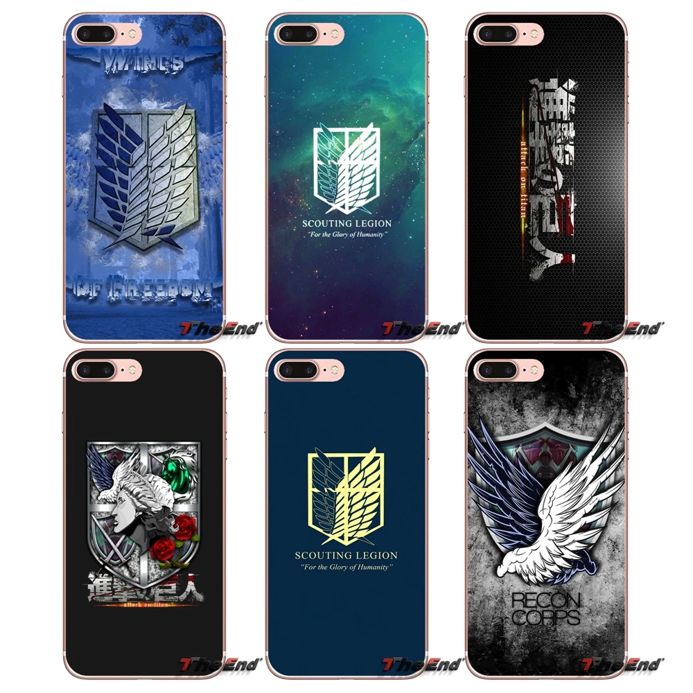 Чехол с логотипом для iPhone X 4 4S 5 5S 5C SE 6 6S 7 8 Plus Samsung Galaxy J1 J3 J5 J7 A3 A5 2016 2017 Attack on Titan Wings Of
